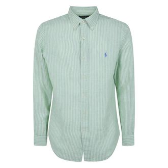 Polo Ralph Lauren Casual Shirts, male, Green, Size: M Long Sleeves Sport Stripes Shirt