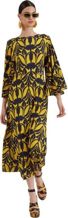 La DoubleJ Sorella Midi Jurk - Dames - Casual kleedjes - Geel - L - Kleedjes