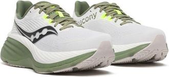 Saucony Hurricane 24 Running Shoe in White/Olivine at Nordstrom, Size 12