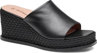 Johnston & Murphy Mallory Platform Wedge Slide Sandal in Black Nappa Leather at Nordstrom, Size 7.5