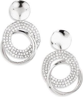 Tasha Pavé Crystal Interlocked Circle Drop Earrings in Silver Crystal at Nordstrom Rack