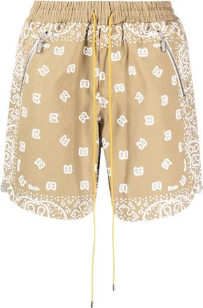 Rhude bandana-print cotton shorts - men - Lyocell/Cotton - S - Brown