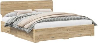 vidaXL Estructura De Cama Con Cabecera Roble Sonoma 200 X 200 Cm Vidaxl