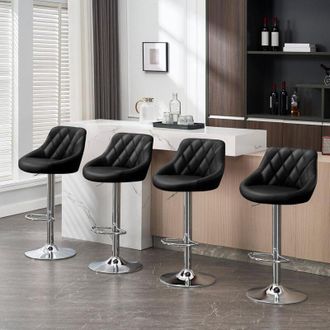 Woltu 4x Sgabelli da Bar e da cucina Sgabello Lounge Sedia Altezza Regolabile Nero