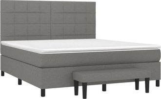 vidaXL Vidaxl - Cama Box Spring Con Colch&oacute;n Tela Gris Oscuro 160x200 Cm