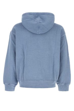 Carhartt Work in Progress Mens Cerulean Blue Cotton Hooded Nelson Sweat Gentlebluegarmentdyed Exterior: Felpe