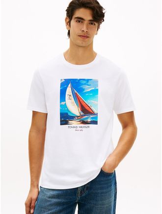 Tommy Hilfiger Mens Hilfiger Sailing Photo Print T-Shirt - White - XXXL