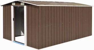 vidaXL Caseta De Jard&iacute;n Metal Marr&oacute;n 257x392x181 Cm Vidaxl