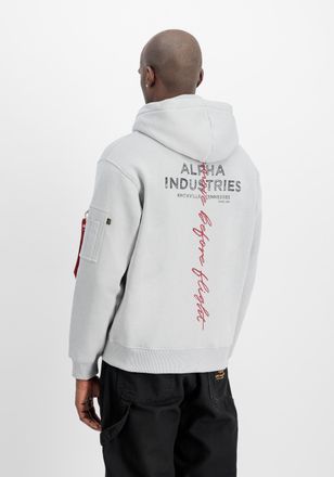 Alpha Industries Hoodie ALPHA INDUSTRIES Signature Backprint Hoodie, Herren, Gr. M, pastel grau, Obermaterial: 80% Baumwolle, 20% Polyester, regular fit, Sweatshirts H