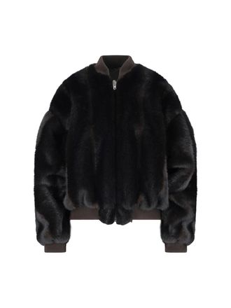 Maison Margiela Brown Faux Fur Bomber Jacket