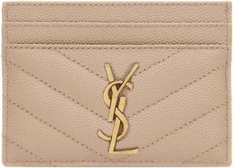 Saint Laurent Cassandre Kaarthouder - Dames - Portefeuilles - Beige - ONE Size - Leer - Accessoires