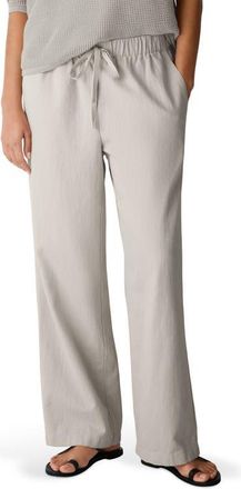 Eileen Fisher Organic Cotton & Organic Linen Straight Leg Pants in Chalk at Nordstrom, Size Xx-Small