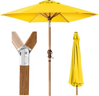 Best Choice Products 10ft Outdoor Woodgrain Pattern Steel Market Patio Umbrella w/ Crank, Tilt