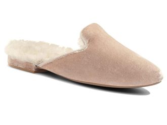 Birdies Phoebe Velvet Mule Womens Shoes Cream Faux Fur : 10.5 M, Textile