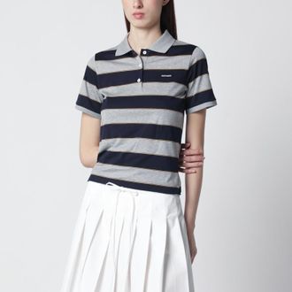 Miu Miu Blue/grey striped polo shirt in cotton blend
