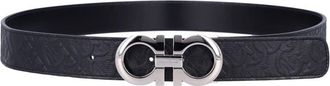 Ferragamo Black Logo Reversible Belt