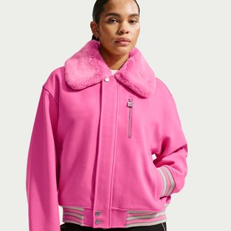 Nike Womens Naomi Osaka Varsity Wool Jacket in Pink | HV2058-675