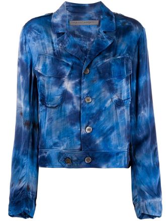 Raquel Allegra tie dye print jacket - women - Rayon/Viscose - 3 - Blue