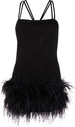 The Attico feather-trim mini dress - women - Rayon/Spandex/Elastane/Polyamide/Ostrich Feather - 38 - Black