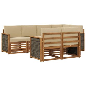 vidaXL Set Di Divani Da Esterno 6 Pz Naturale Vidaxl