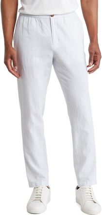 14th & Union Elastic Waist Linen Blend Trim Fit Pants in Blue Thread- White Eoe at Nordstrom Rack, Size Xx-Large