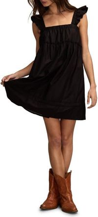 Lucky Brand Ruched Flutter Minidress in Caviar at Nordstrom, Size Xx-Large