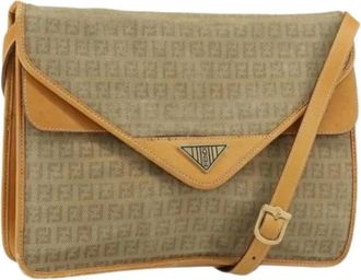 Fendi Pre-owned Cross Body Bags, female, Beige, Size: ONE SIZE Pre-owned Vintage Canvas Cross Body Bag