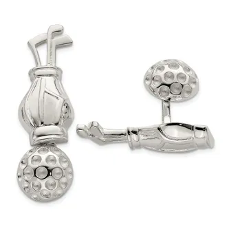 Diamond2Deal Sterling Silver Reversible Golf Clubs & Ball Cufflinks