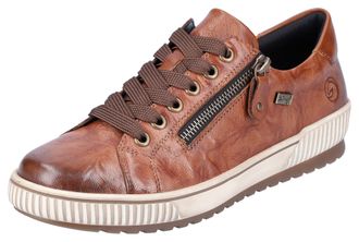 Remonte Plateausneaker REMONTE, Damen, Gr. 39, braun, Leder, used, Schuhe Plateausneaker, Freizeitschuh, Halbschuh, Schn&uuml;rschuh mit Aussenreissverschluss