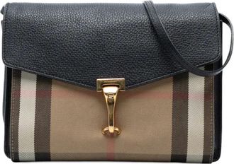 Burberry 2000-2017 Small Leather and House Check Canvas Derby Macken crossbody bag - Bruin