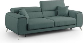 Divani.Store Fusion Sof&aacute; Con Asientos Deslizantes En Tela Suave Antimanchas 215 Cm Verde