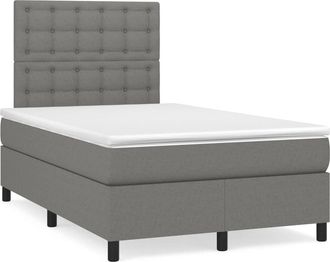 vidaXL Vidaxl - Cama Box Spring Con Colch&oacute;n Y Led Tela Marr&oacute;n Oscuro 120x190 Cm