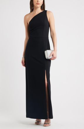 Chelsea28 One-Shoulder Maxi Cocktail Dress in Black at Nordstrom, Size Xx-Small