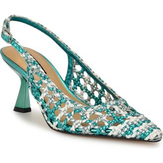 Nine West Madalene Pointed Toe Slingback Pump in Medium Green at Nordstrom, Size 5.5