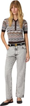 Missoni Short Sleeve Polo With Wave Pattern in Beige & Brown at Nordstrom, Size 40 It