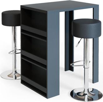 Vicco Set de mesa de bar, Antracita, 57 x 80 cm con 2 taburetes de bar