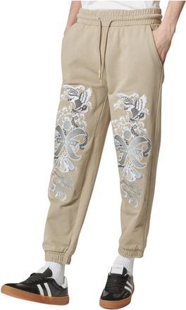 John Richmond Beige Joggingbroek met Decoratief Borduurwerk - Heren - Sweatpants - Beige - L - Katoen - Broeken