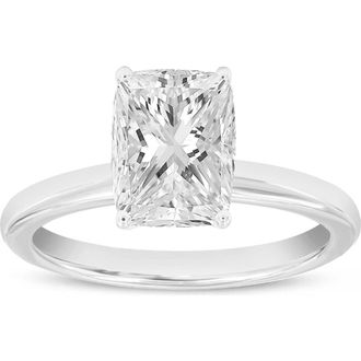 LuvMyJewelry Nisrine 14K White Gold Cushion Cut Lab Grown Diamond Solitaire Engagement Ring - 2.25 Ct at Nordstrom, Size 6.5