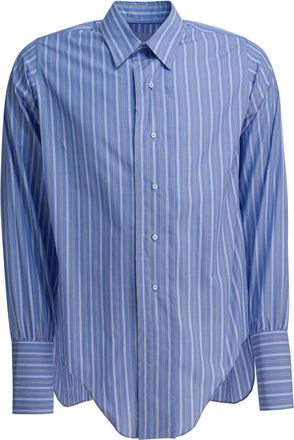 Maison Margiela Cotton Striped Shirt Shirts Light Blue-Donna