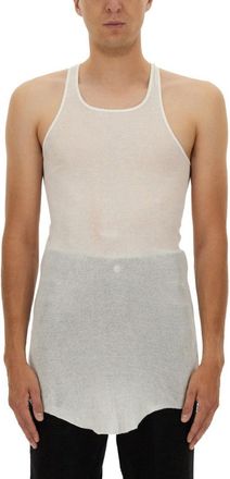 Rick Owens Sleeveless Cotton Top With Longer Back Hem