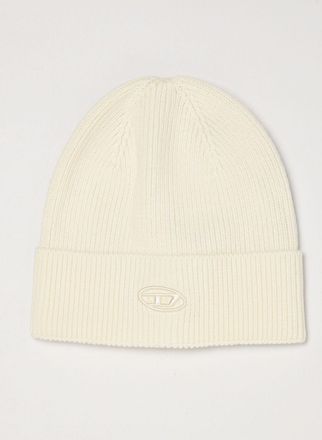 Diesel Berretto beanie in misto lana e cotone a coste con logo Oval D ricamato