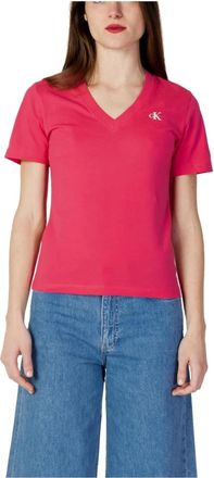 Calvin Klein Jeans Micro Monologo Slim J20J220303Beh - Dames - T-shirts - Roze - XS - Katoen - Tops