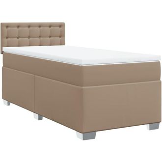vidaXL Vidaxl - Cama Box Spring Con Colch&oacute;n Cuero Sint&eacute;tico Capuchino 90x190 Cm
