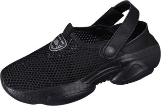 Generic Women Summer Knit Slip On Platform Sandals Closed Toe Breathable Casual Walking Outdoor Travel Yoga Beach Shoes With Sole (Black, 4.5)