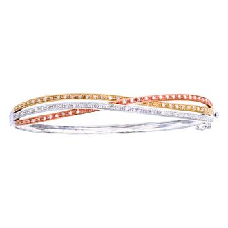 Diamant L'éternel 9ct rosé-, geel- en witgouden diamanten effen geweven armband