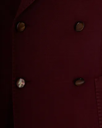 L.B.M. 1911 Cotton-Rayon Double-Breasted Blazer - Burgundy