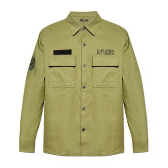 Balmain Casual Shirts, male, Green, Size: 2XL Shirt with logo