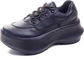 Tosoft Womens Chunky Sneakers Fashion Leather Height Increased 6CM Heels Comfort Platform Wedges Sneaker Sports Shoes (Color : Black, Size : 37)