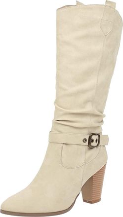 Generic Cowboy Boots for Women Knee High Motorcycle Riding Booties Mid Calf Cowgirl Boots Vintage Windbreak Knee-High Western Wedding Shoes Comfortable Street