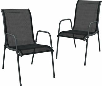 vidaXL vidaXL Garden Chairs 2 pcs Steel and Textilene Black